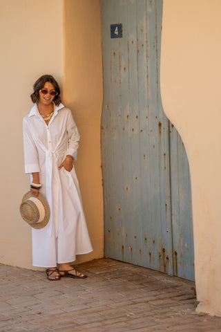 Robe chemise en popeline blanc