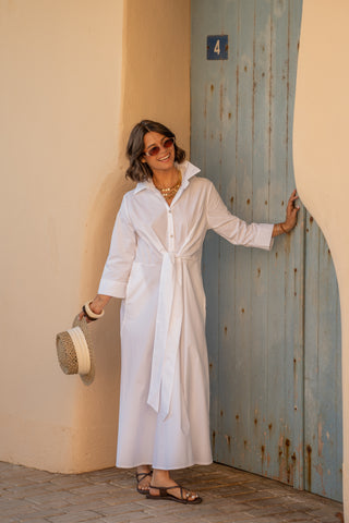 Robe chemise en popeline blanc