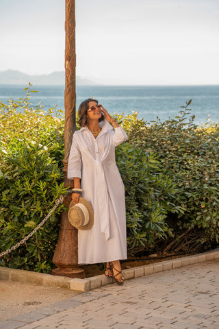 Robe chemise en popeline blanc