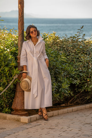 Robe chemise en popeline blanc