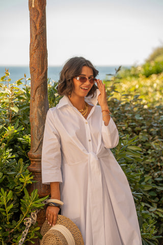 Robe chemise en popeline blanc