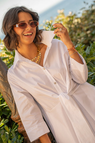 Robe chemise en popeline blanc