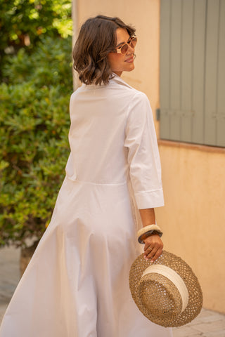 Robe chemise en popeline blanc