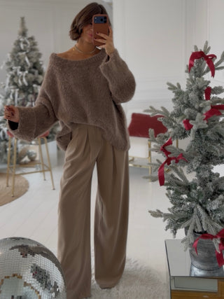 Pantalon NICO à pinces taupe