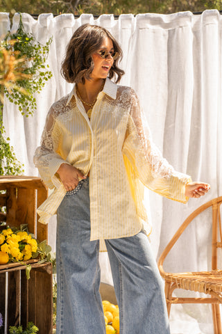 Chemise RAYÉE x DENTELLE jaune