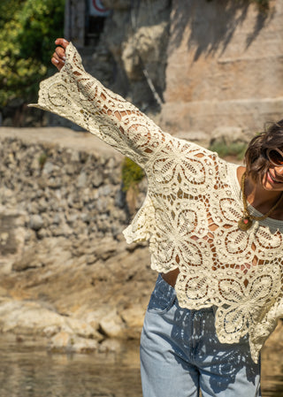 Top JESS en crochet jaune
