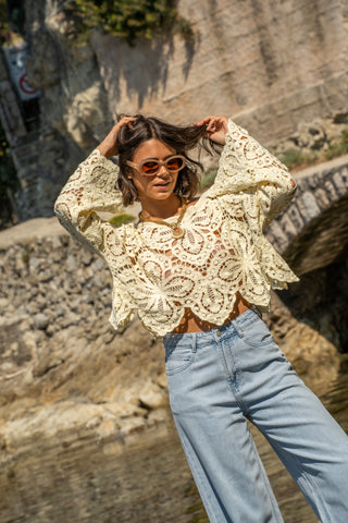Top JESS en crochet jaune