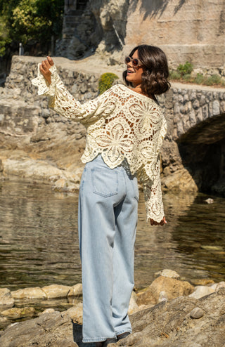 Top JESS en crochet jaune