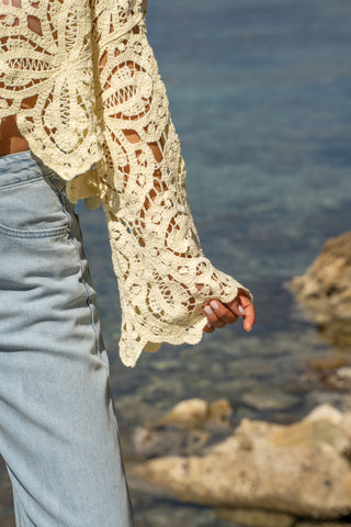 Top JESS en crochet jaune