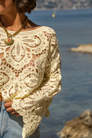 Top JESS en crochet jaune