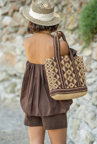 Panier BATIK chocolat&beige
