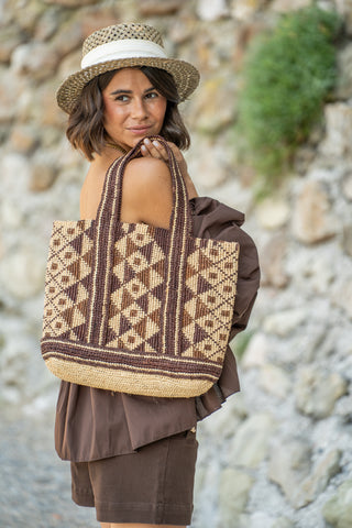 Panier BATIK chocolat&beige