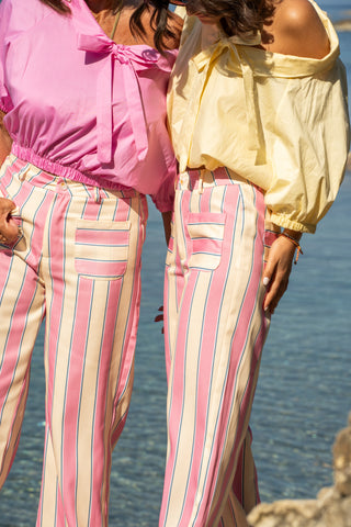 Pantalon RAYÉ jaune&rose