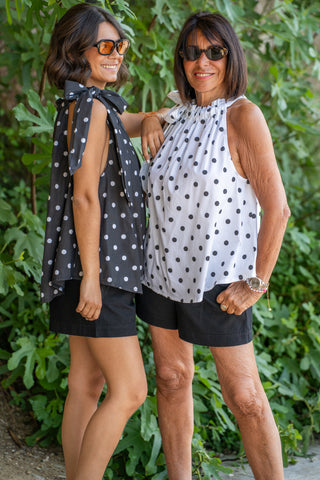 Top à pois PATCH fond noir