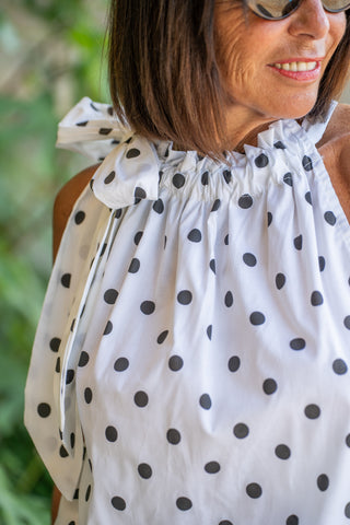 Top à pois PATCH fond blanc