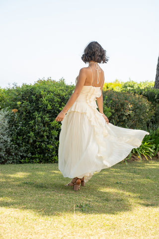 Robe longue VOLANTS jaune