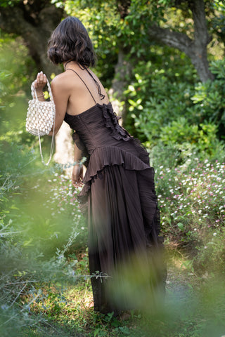 Robe longue VOLANTS chocolat