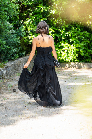 Robe longue VOLANTS  noir