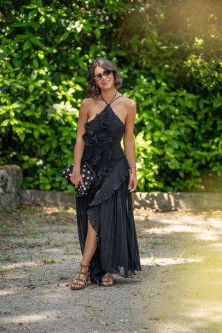 Robe longue VOLANTS  noir