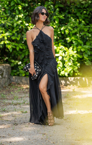 Robe longue VOLANTS  noir