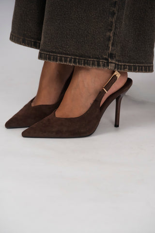 Talons boucles dorés chocolat