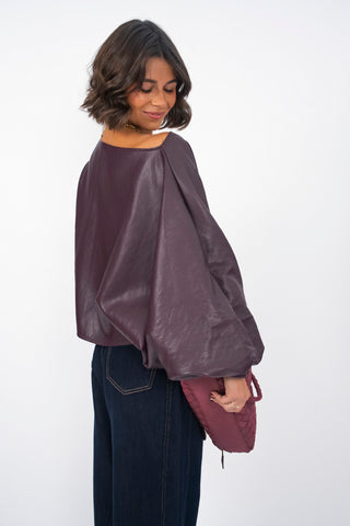 Top ROCK cuir bordeaux chauve-souris/ballon