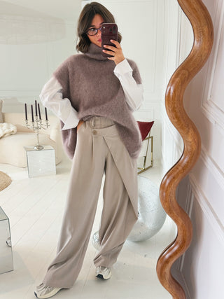 Pull sans manche GINETTE taupe