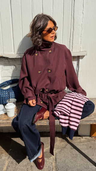 Gilet rayé prune&rose