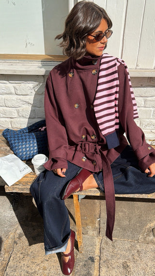 Gilet rayé prune&rose