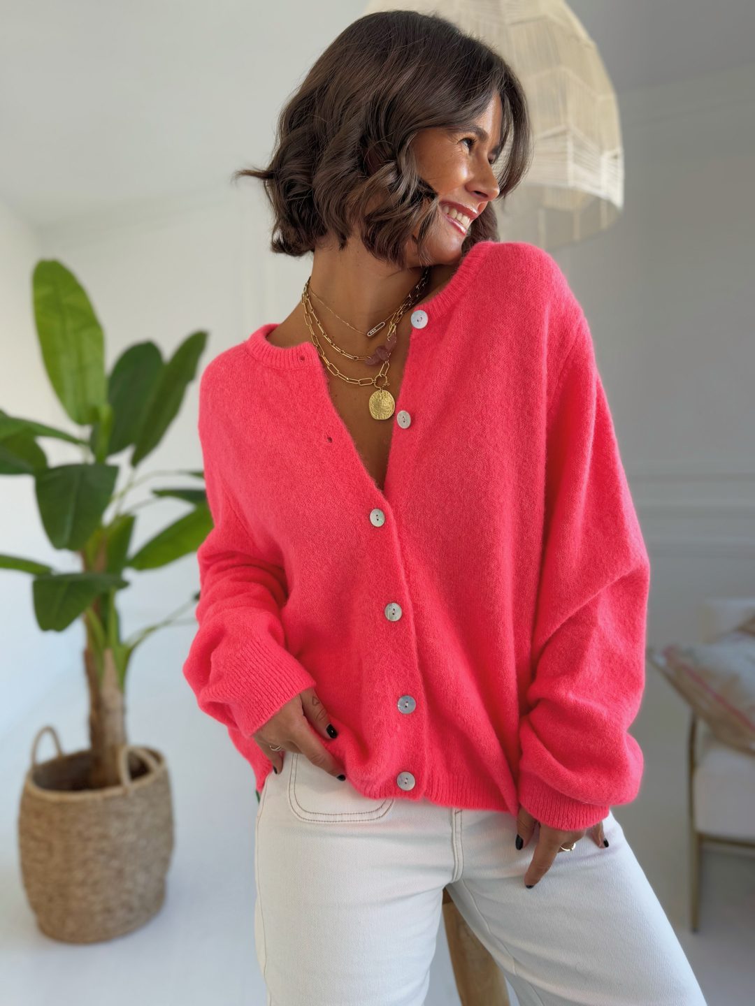 Gilet en ALPAGA corail – Image 3