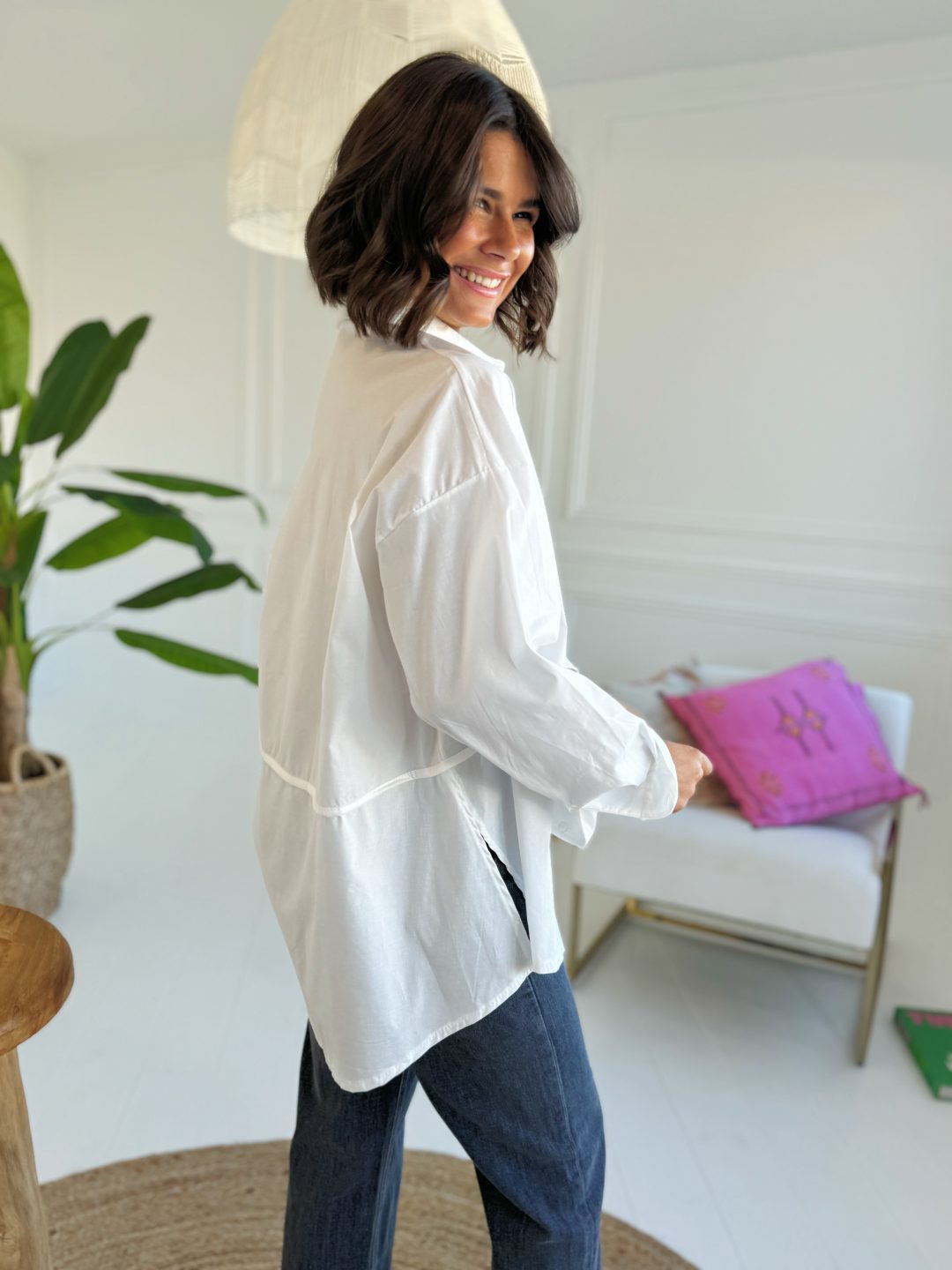 Chemise oversize SASHA blanche – Image 2