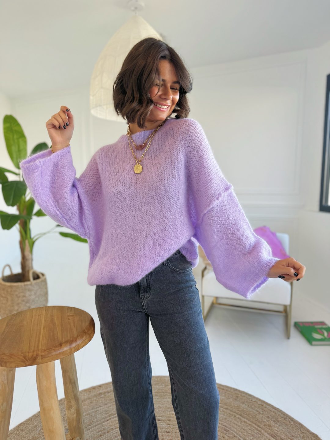 Pull PASTEL en mohair parme – Image 2