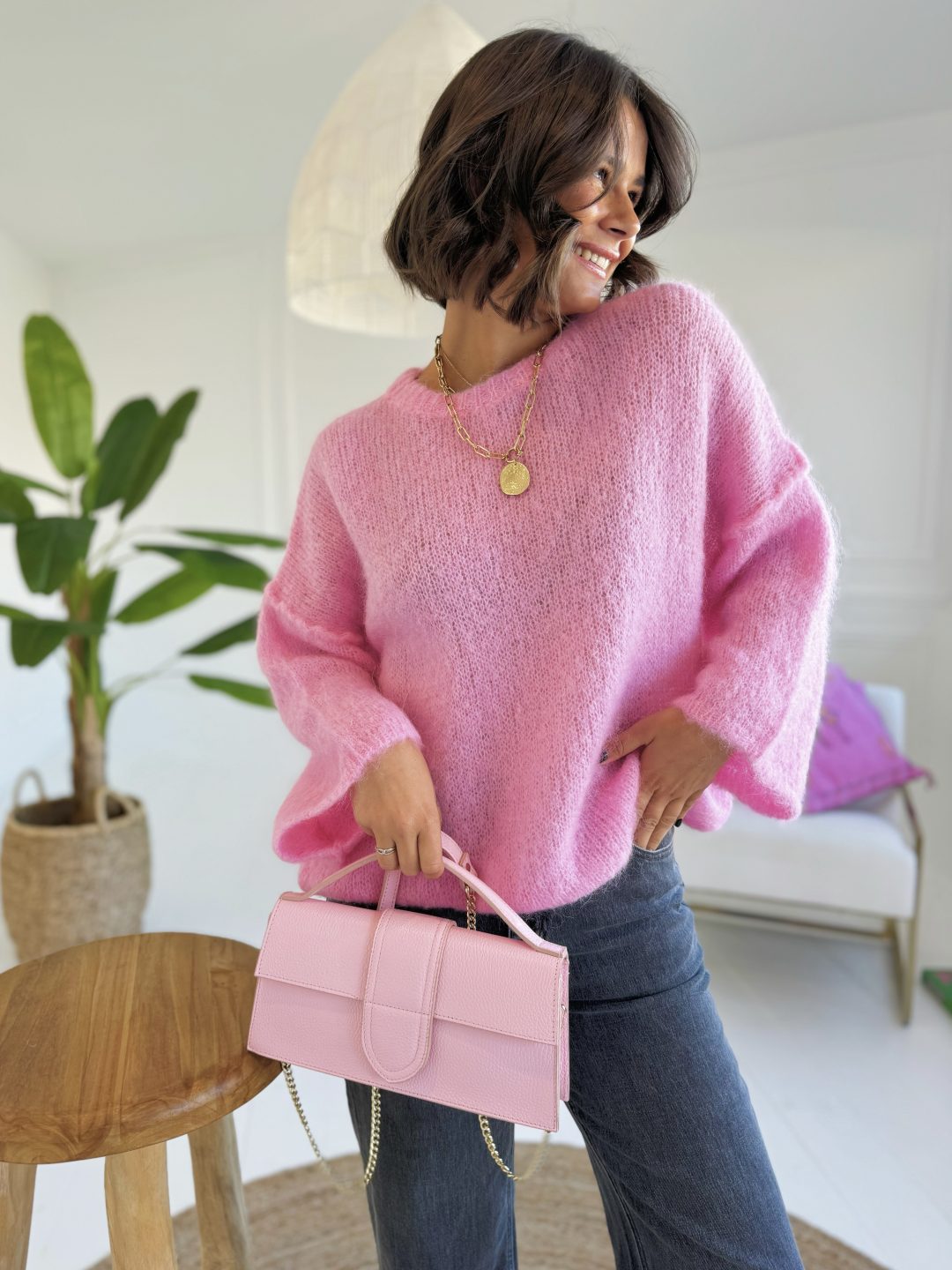 Pull PASTEL en mohair rose – Image 2