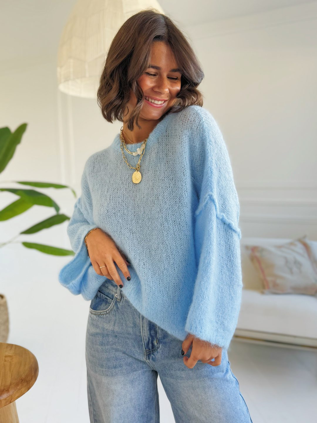 Pull PASTEL en mohair bleu ciel