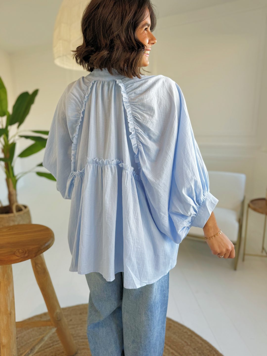 Blouse ROMANE bleu ciel