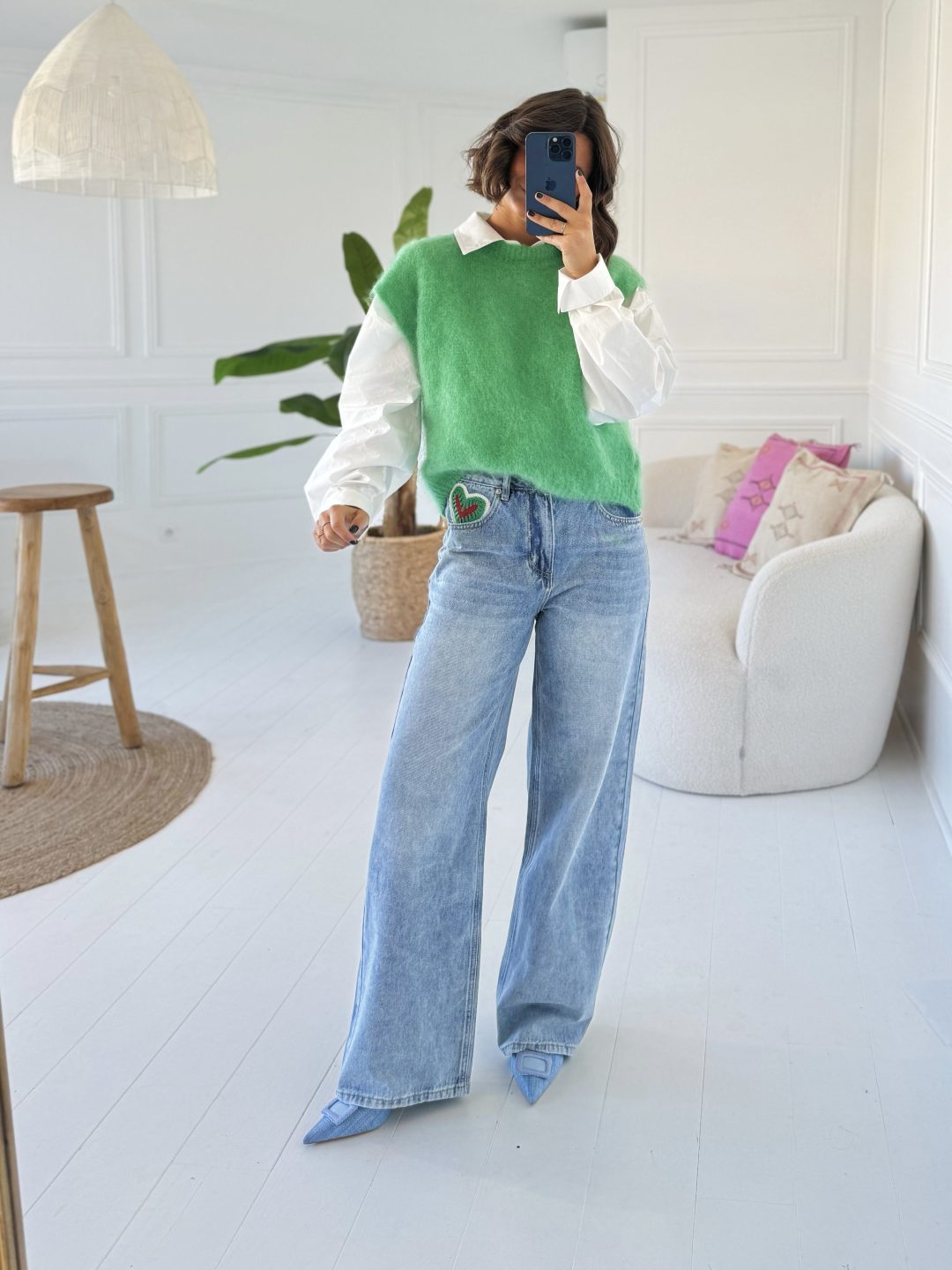 Pull sans manche en MOHAIR vert – Image 3