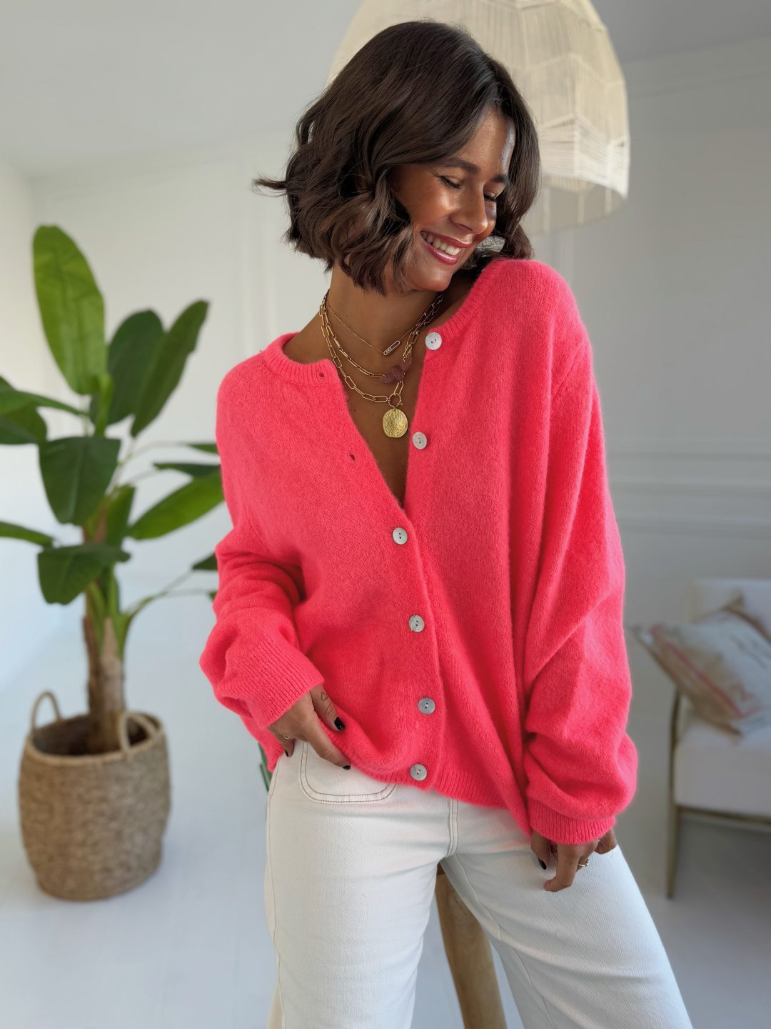 Gilet en ALPAGA corail