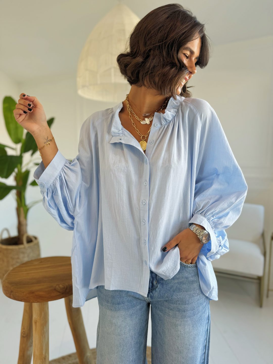 Blouse ROMANE bleu ciel – Image 2