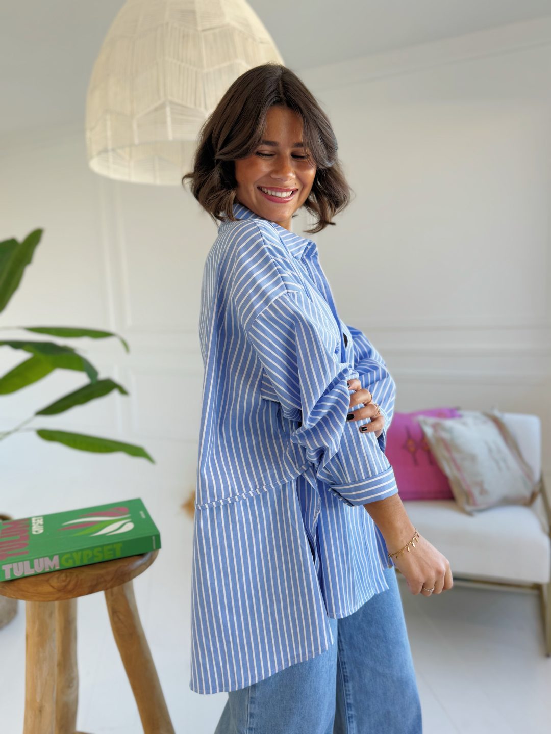 Chemise oversize SASHA rayé bleu – Image 4