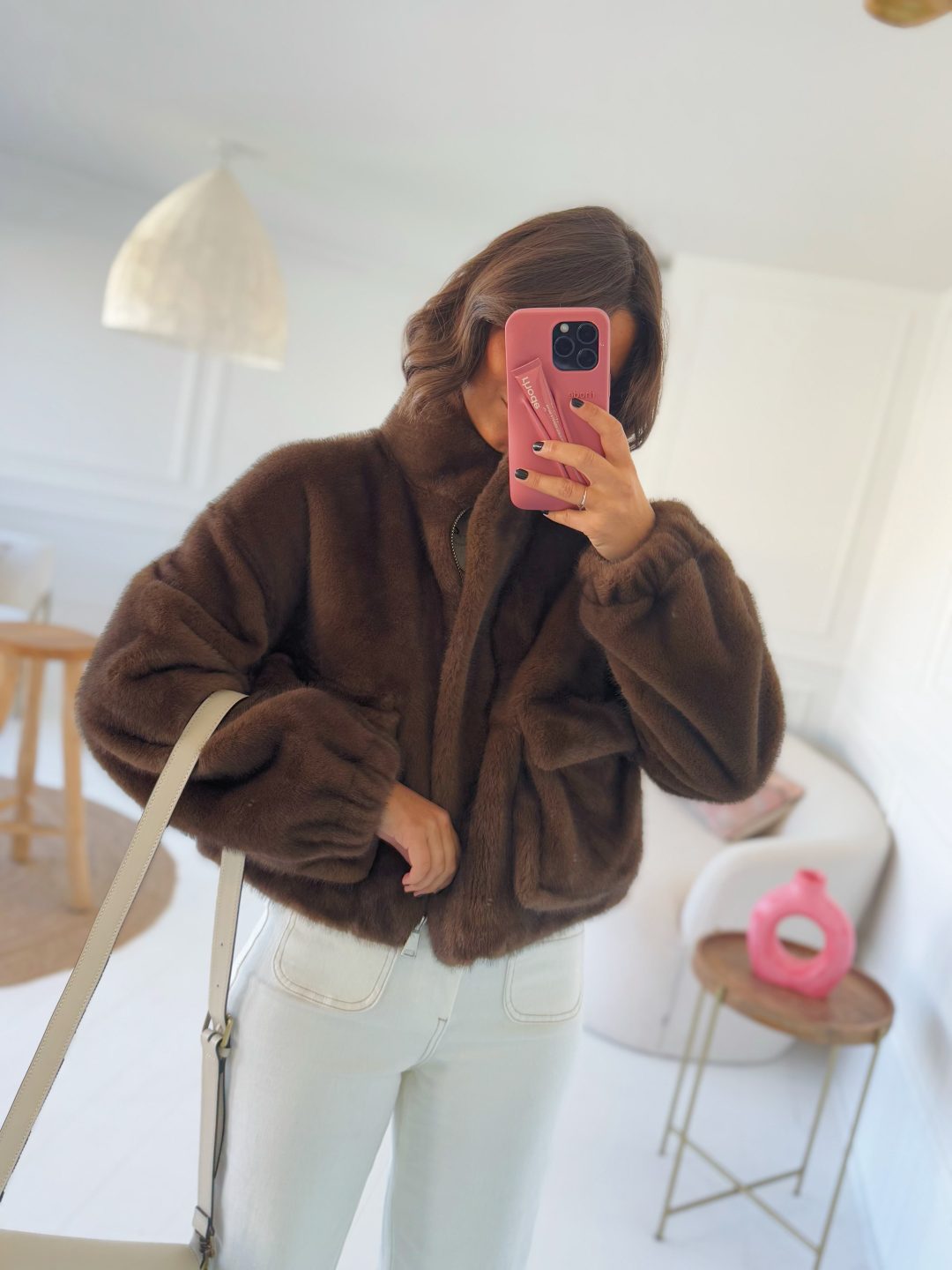 Veste AVA fausse fourrure chocolat – Image 2