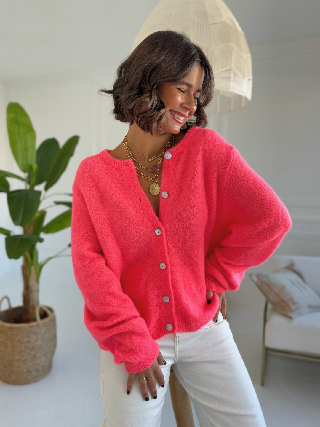 Gilet en ALPAGA corail – Image 2