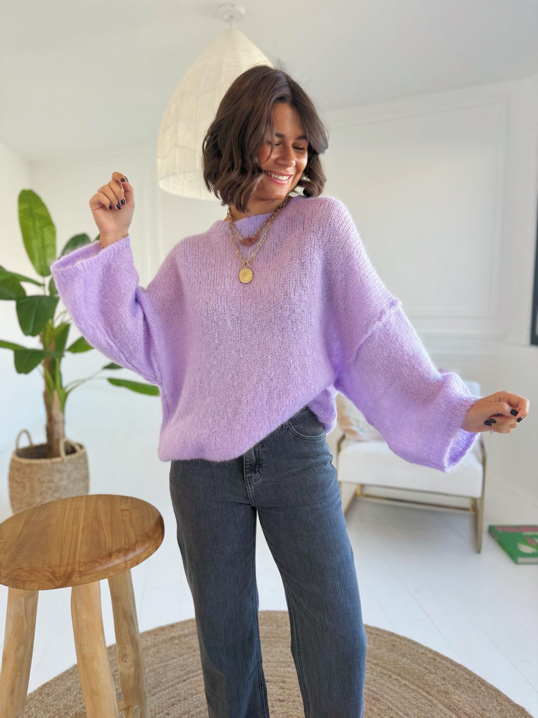 Pull PASTEL en mohair parme – Image 3