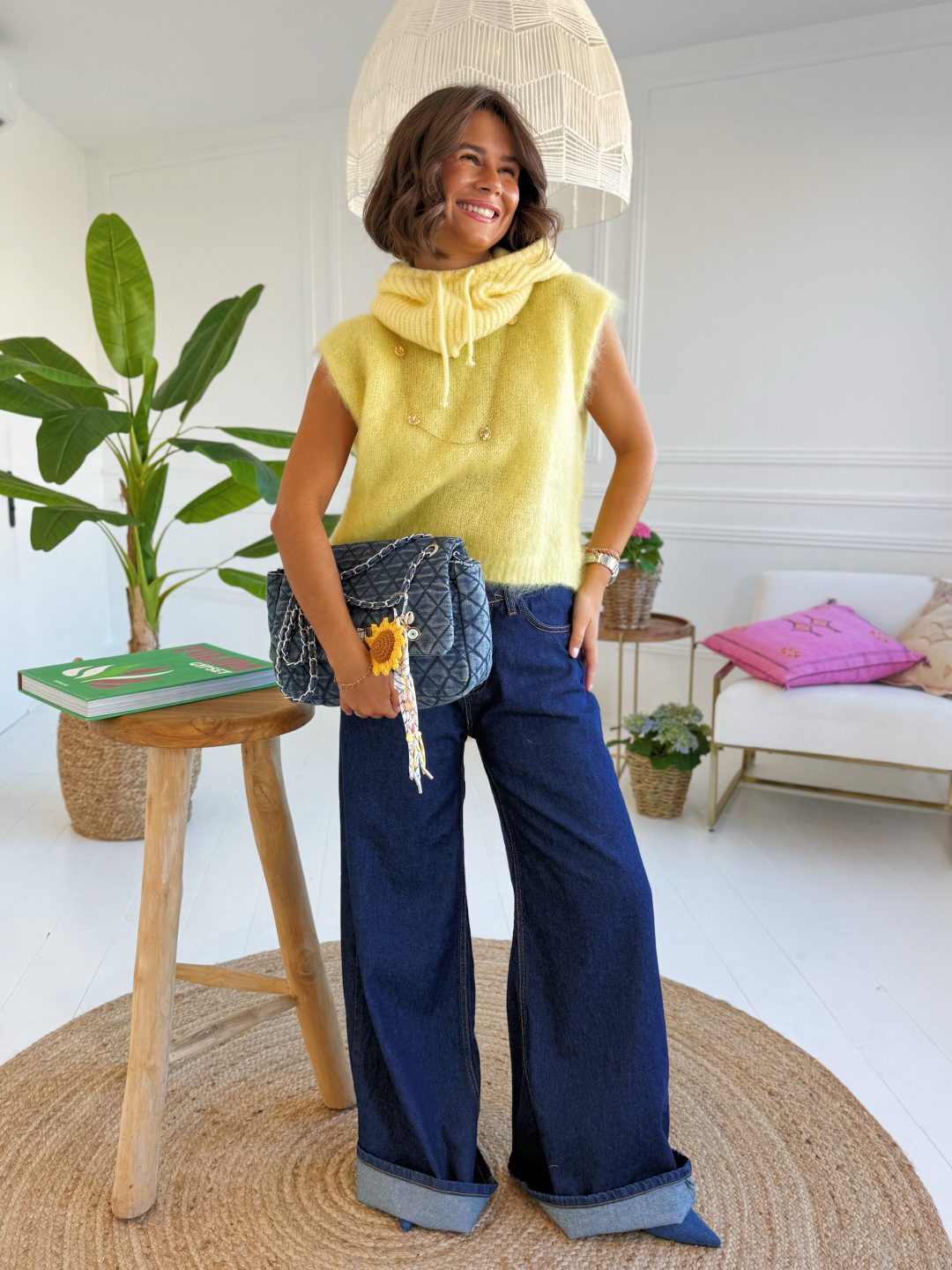 Pull sans manche en MOHAIR jaune – Image 4