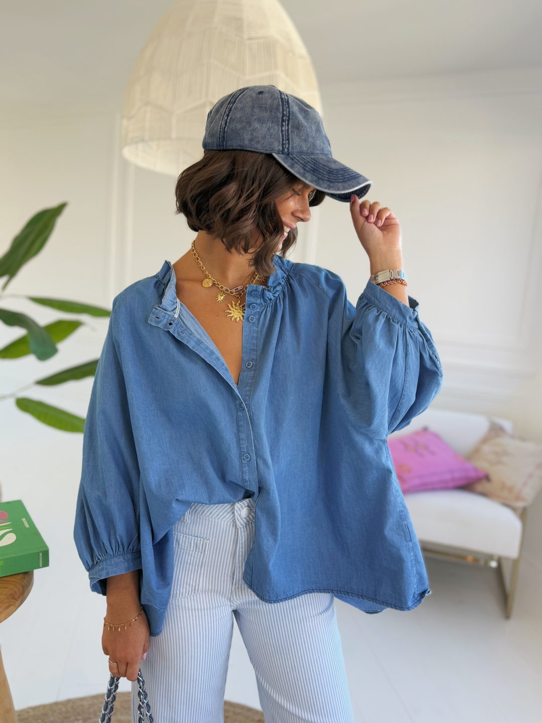 Blouse ROMANE en jean – Image 2