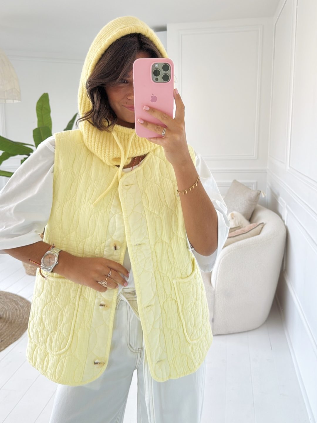 Veste en GAZE DE COTON sans manche jaune