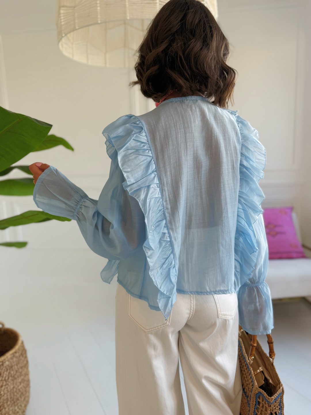 Chemise BUTTERFLY bleu ciel – Image 3