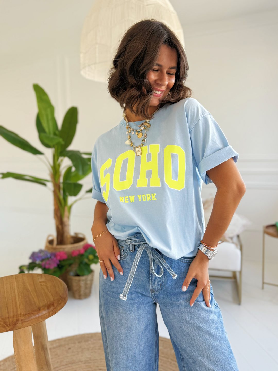 Tee-shirt SOHO bleu/jaune