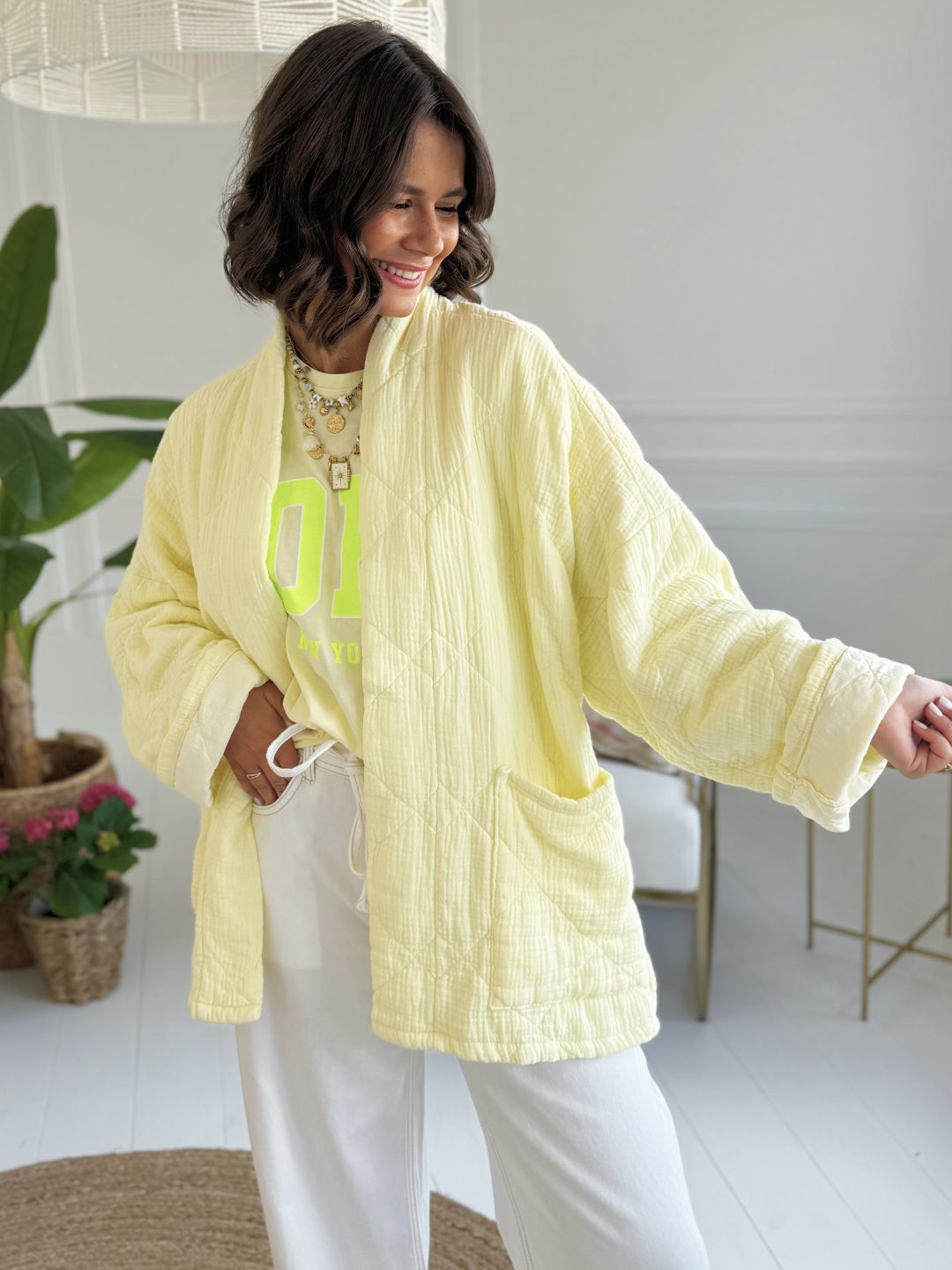 Veste JOY en gaze de coton jaune (pré-commande) – Image 2