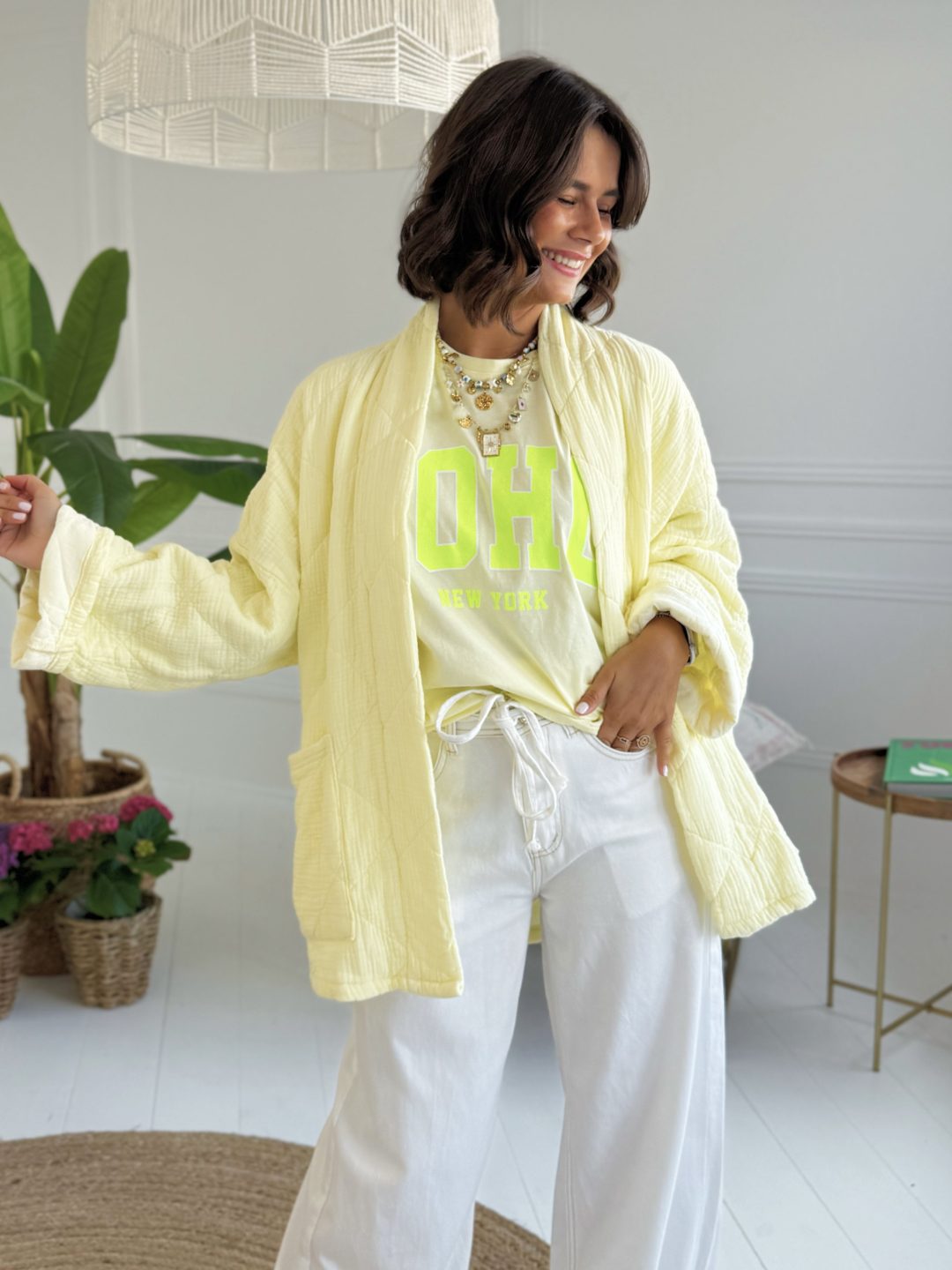 Veste JOY en gaze de coton jaune (pré-commande) – Image 4