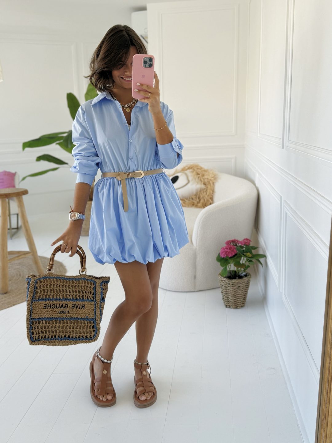 Robe chemise MILOS bleu ciel